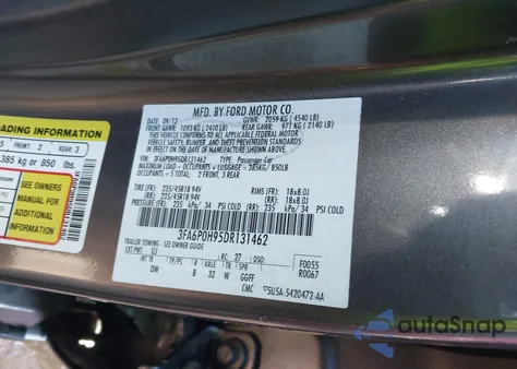 2013 Ford Fusion Se z USA, uszkodzony, nr VIN 3FA6P0H95DR131462